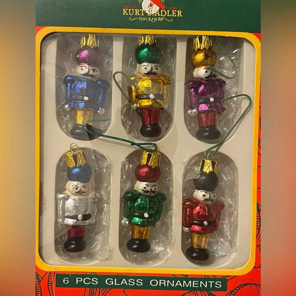 Kurt Adler Mini Glass Nutcracker and Presents  Christmas Ornaments 2